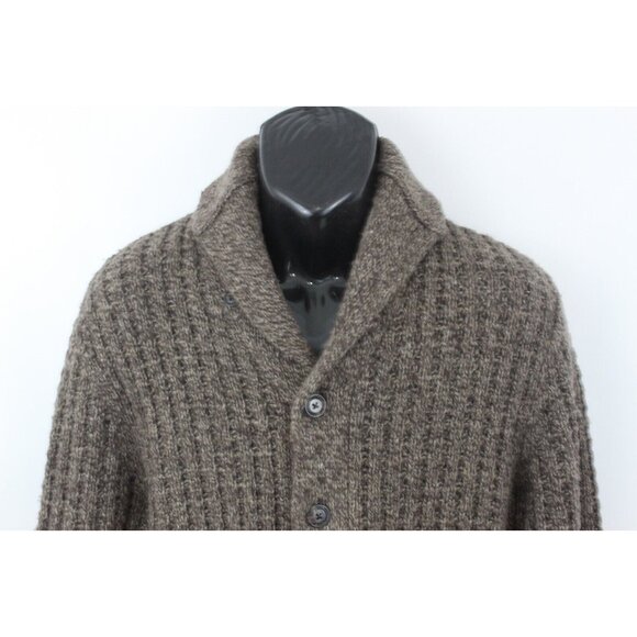 Roots Canada Men Sweater Cabin Elbow Patch Cardigan Jacket Knit Brown Sz M - Picture 4 of 14